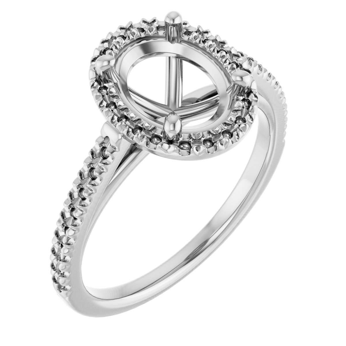 French-Set Halo-Style Engagement Ring