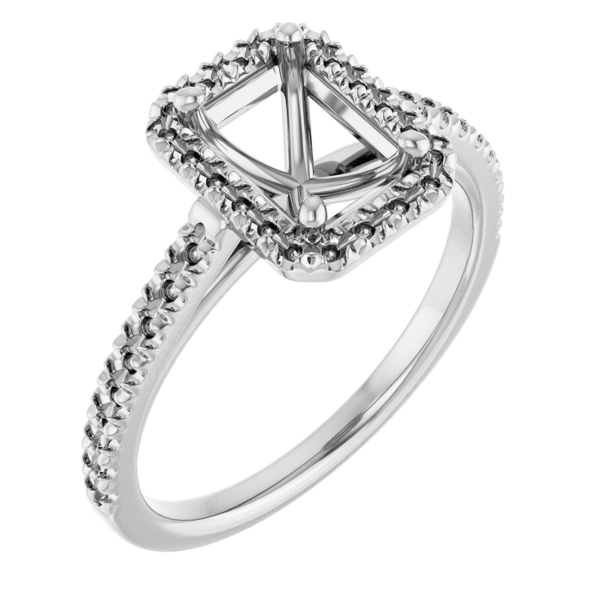 French-Set Halo-Style Engagement Ring