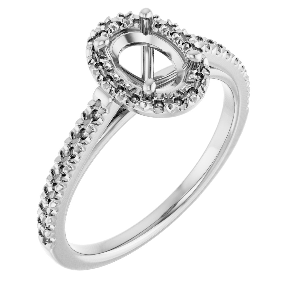 French-Set Halo-Style Engagement Ring