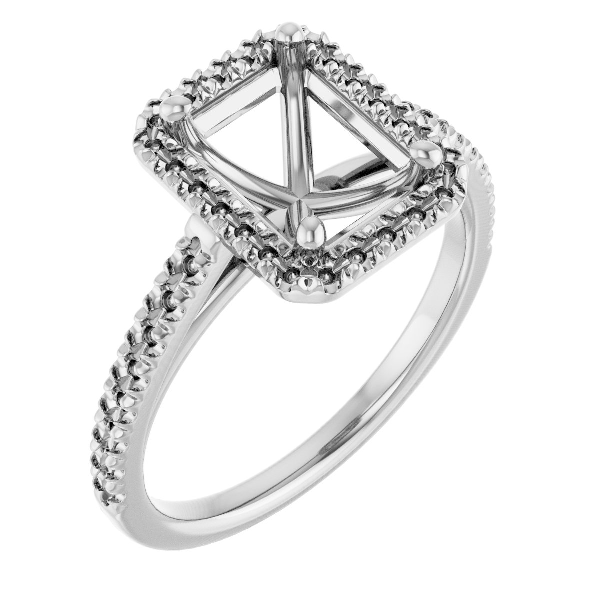 French-Set Halo-Style Engagement Ring