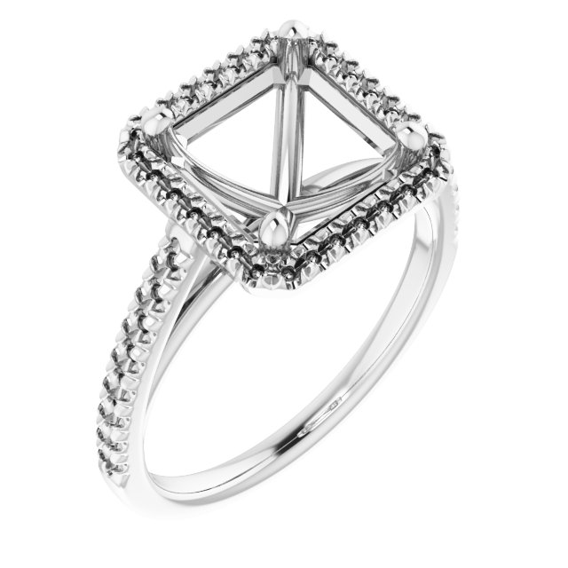 French-Set Halo-Style Engagement Ring