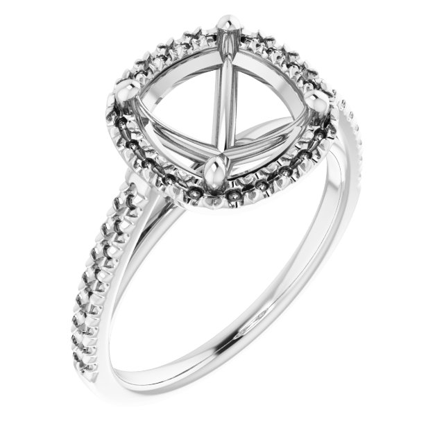 French-Set Halo-Style Engagement Ring