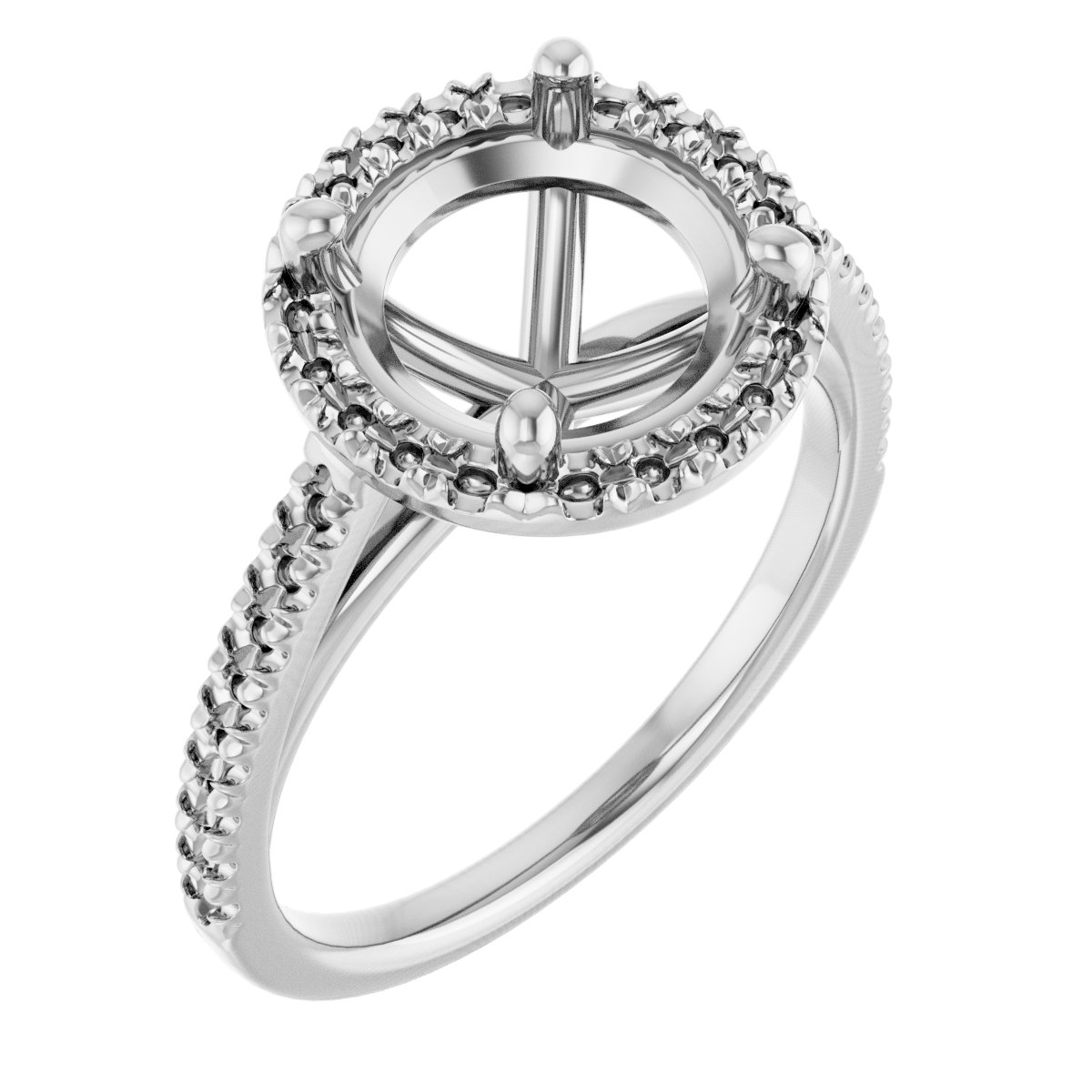 French-Set Halo-Style Engagement Ring