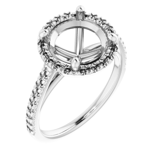 French-Set Halo-Style Engagement Ring