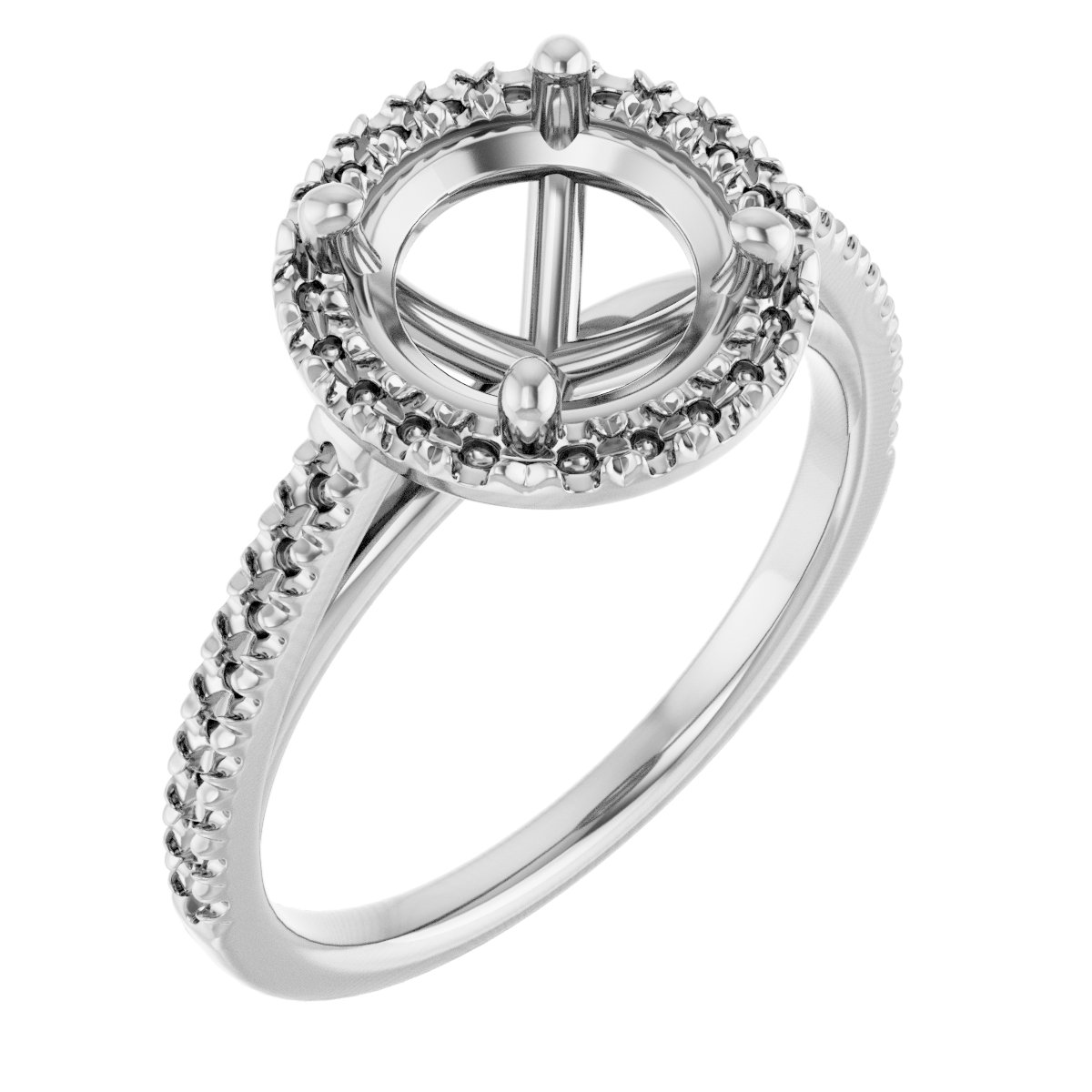 French-Set Halo-Style Engagement Ring