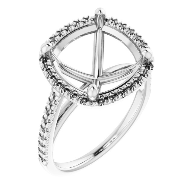 French-Set Halo-Style Engagement Ring