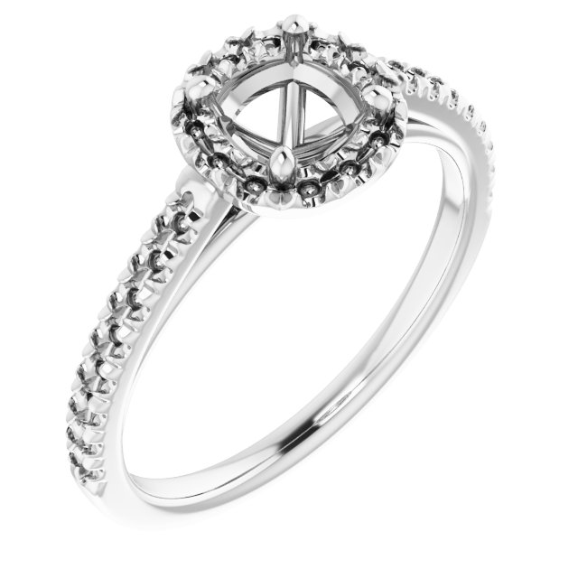 French-Set Halo-Style Engagement Ring