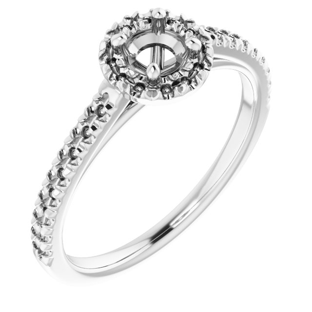 French-Set Halo-Style Engagement Ring