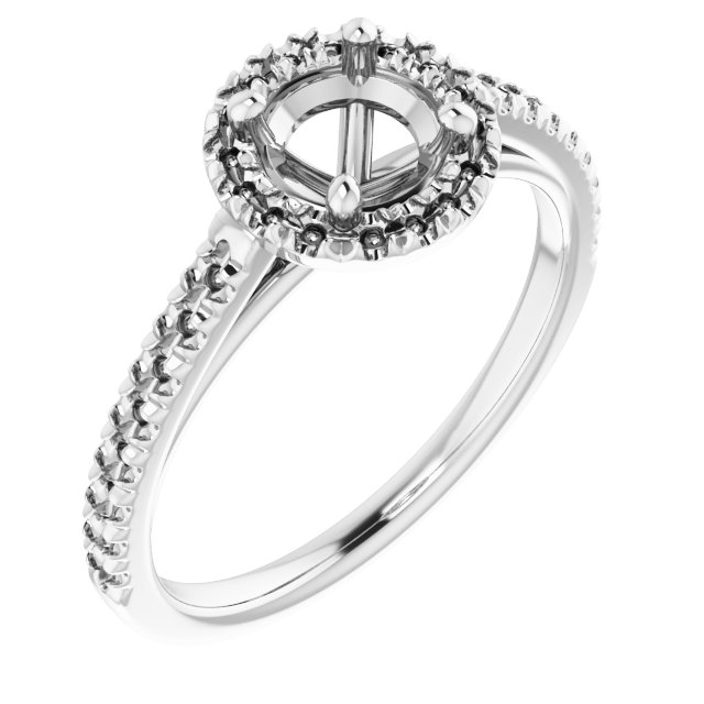 French-Set Halo-Style Engagement Ring