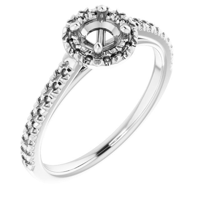French-Set Halo-Style Engagement Ring