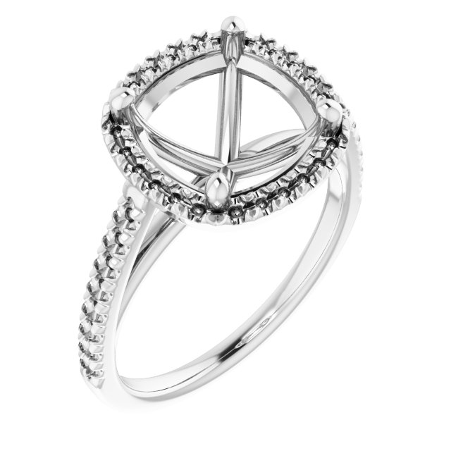 French-Set Halo-Style Engagement Ring