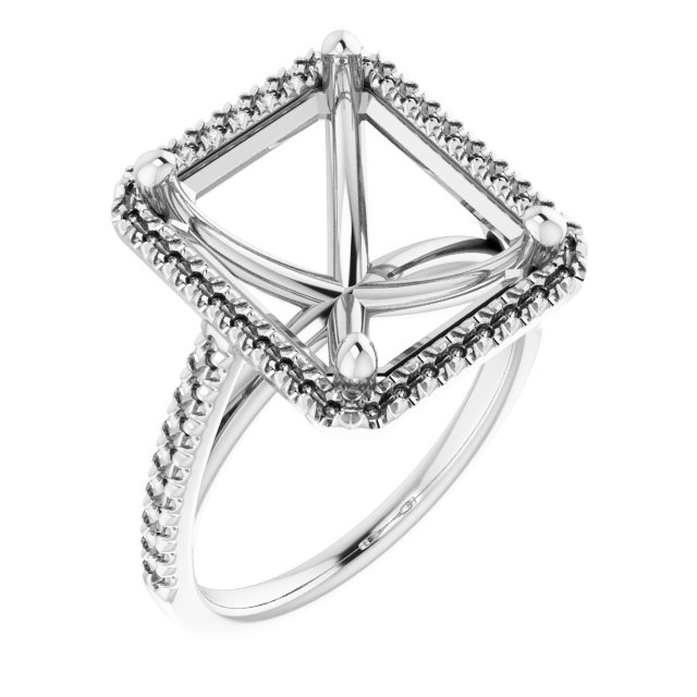French-Set Halo-Style Engagement Ring