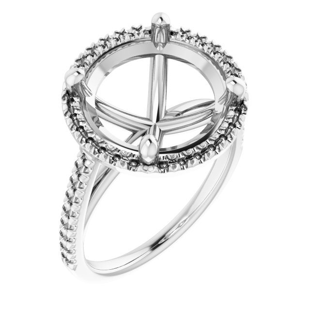 French-Set Halo-Style Engagement Ring