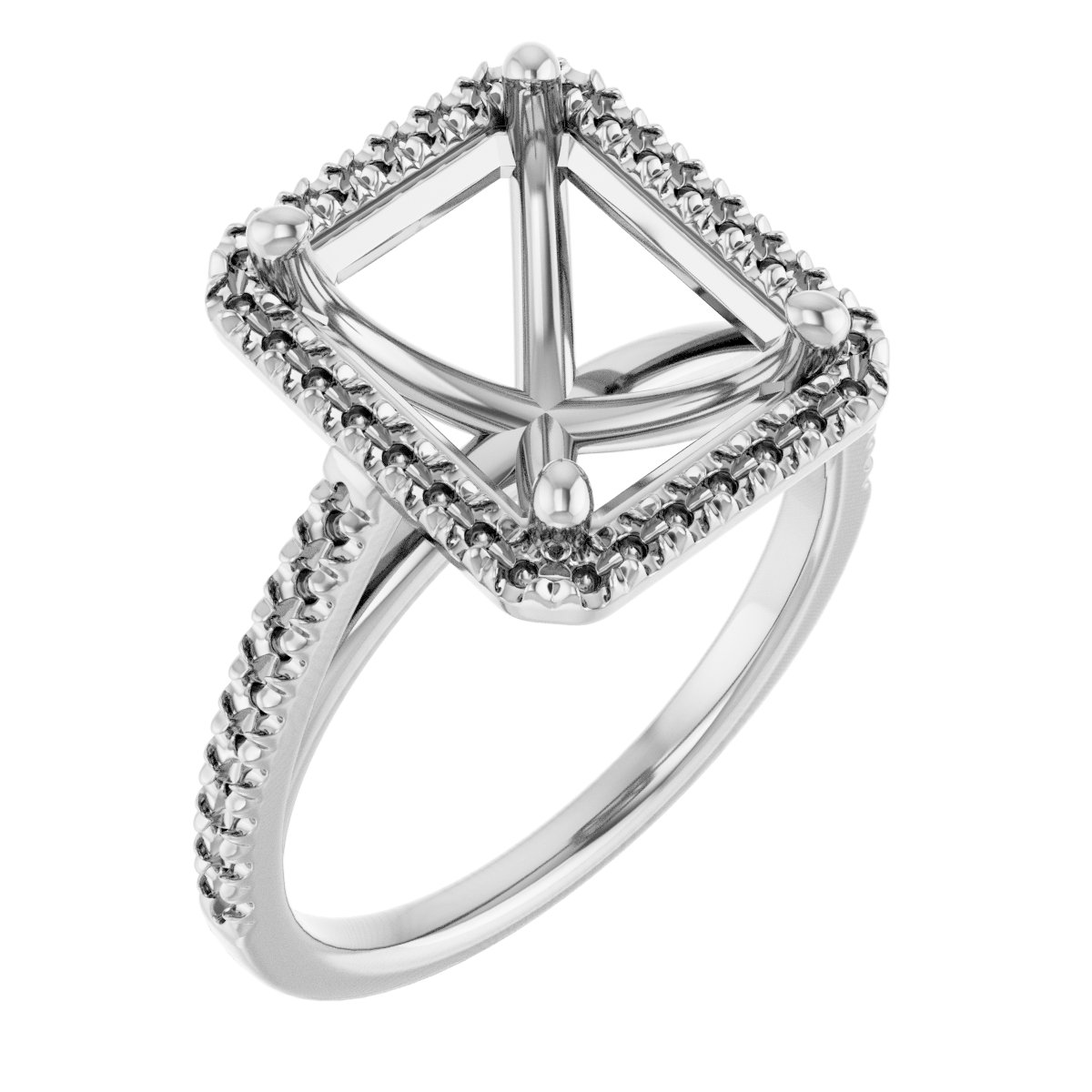 French-Set Halo-Style Engagement Ring