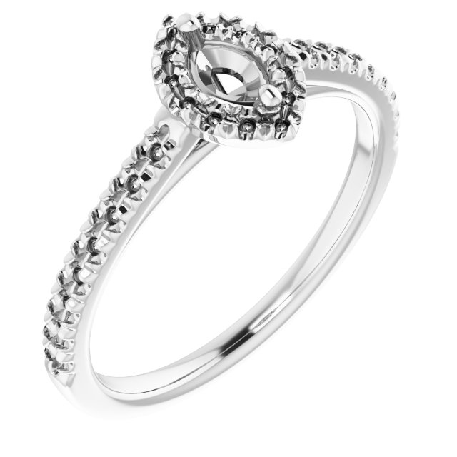 French-Set Halo-Style Engagement Ring