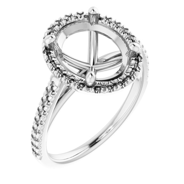 French-Set Halo-Style Engagement Ring