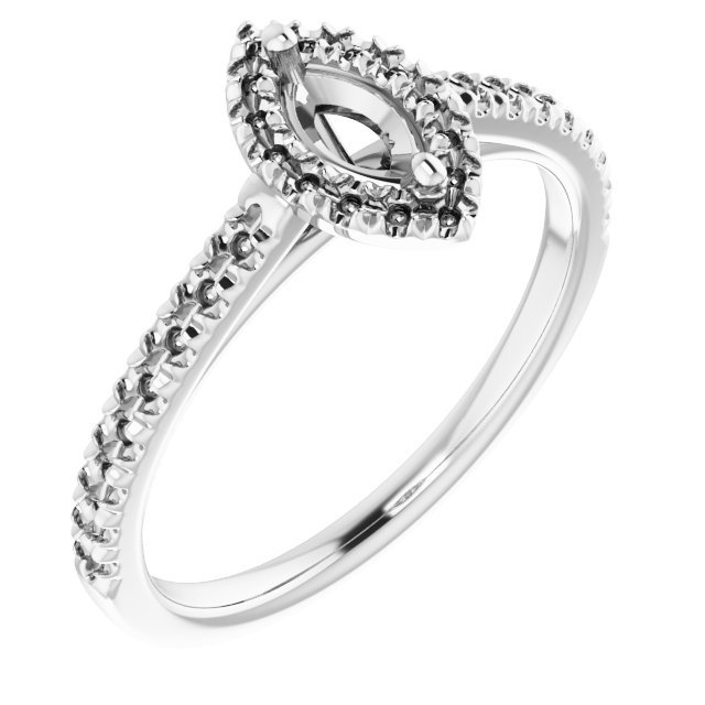 French-Set Halo-Style Engagement Ring