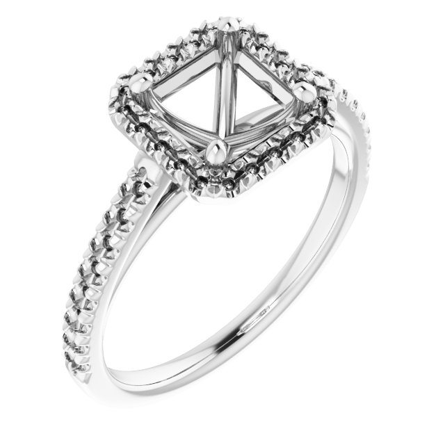 French-Set Halo-Style Engagement Ring