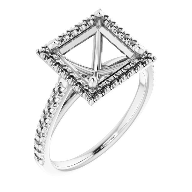 French-Set Halo-Style Engagement Ring