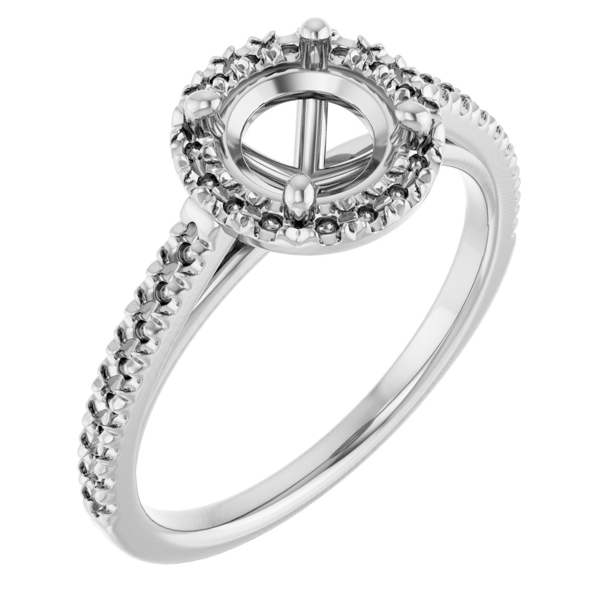 French-Set Halo-Style Engagement Ring