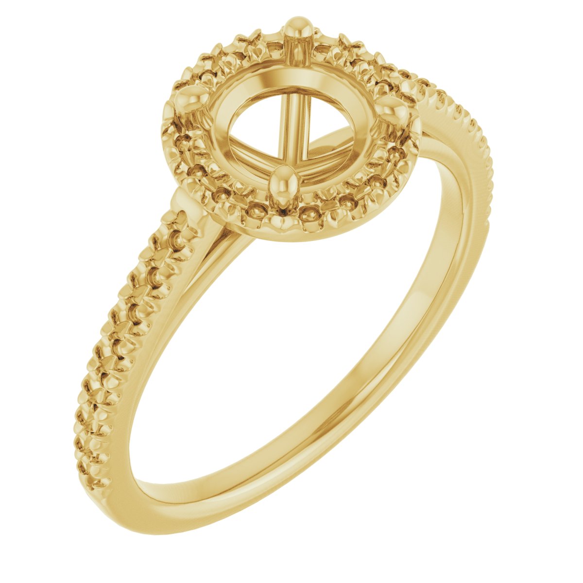 French-Set Halo-Style Engagement Ring
