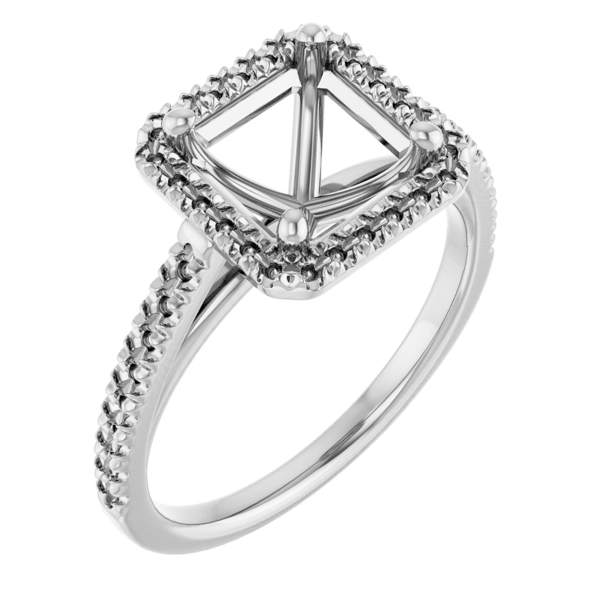 French-Set Halo-Style Engagement Ring