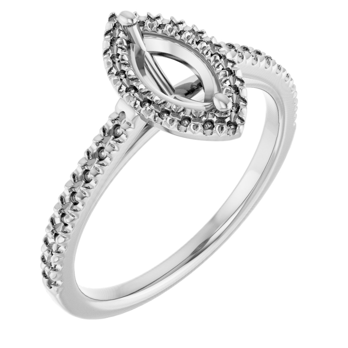French-Set Halo-Style Engagement Ring