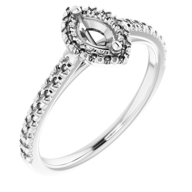 French-Set Halo-Style Engagement Ring