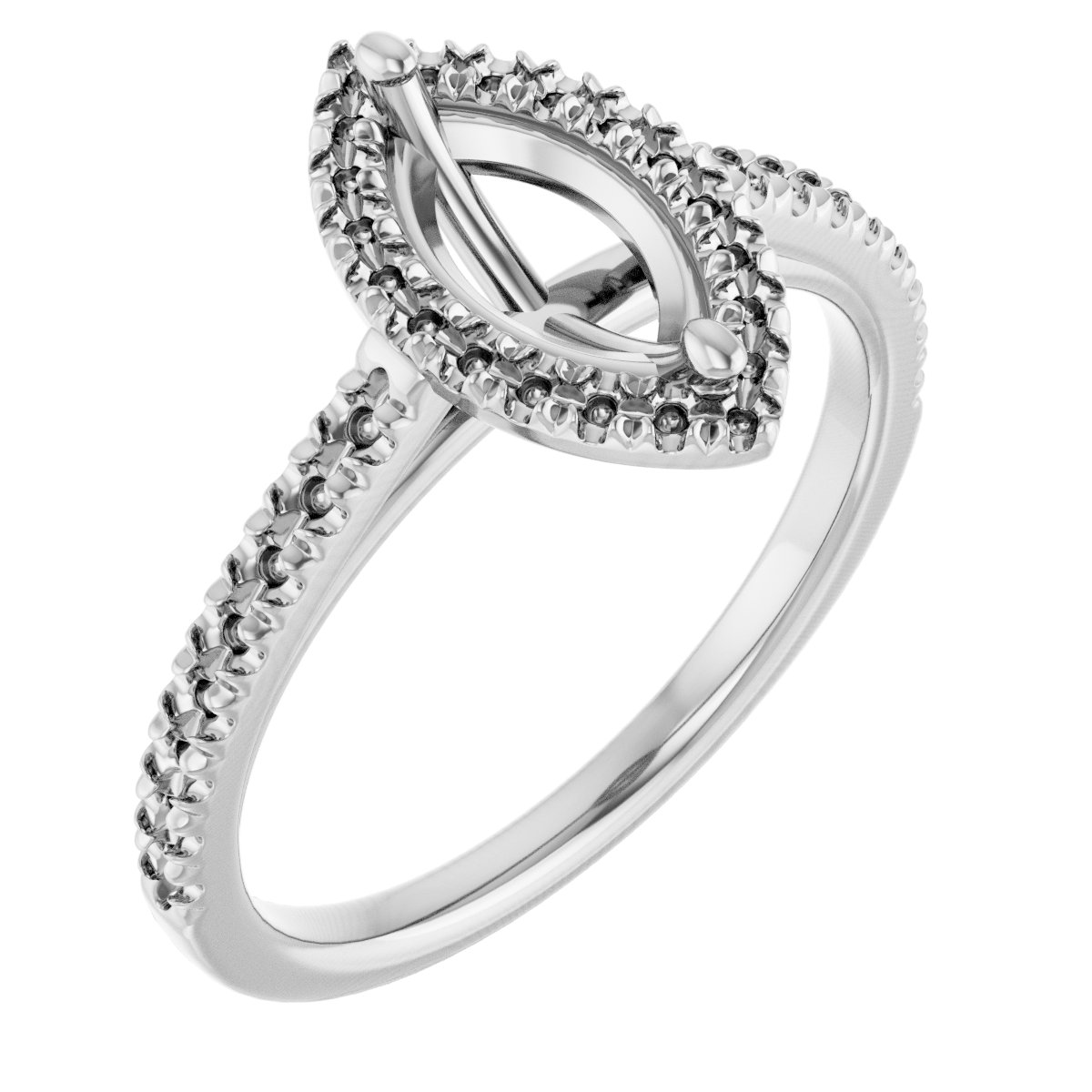 French-Set Halo-Style Engagement Ring