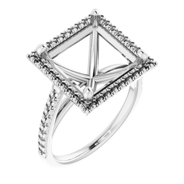 French-Set Halo-Style Engagement Ring