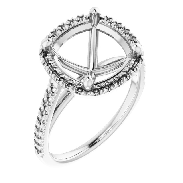 French-Set Halo-Style Engagement Ring