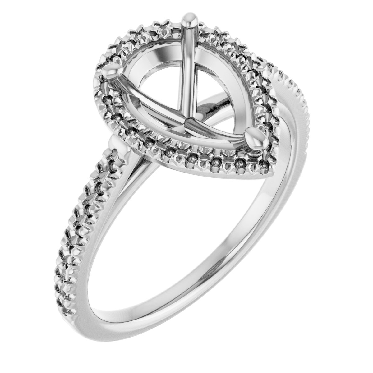 French-Set Halo-Style Engagement Ring