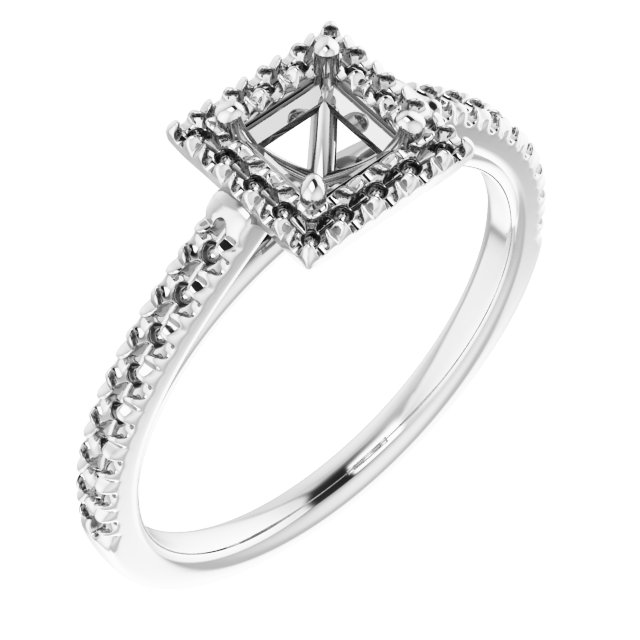 French-Set Halo-Style Engagement Ring