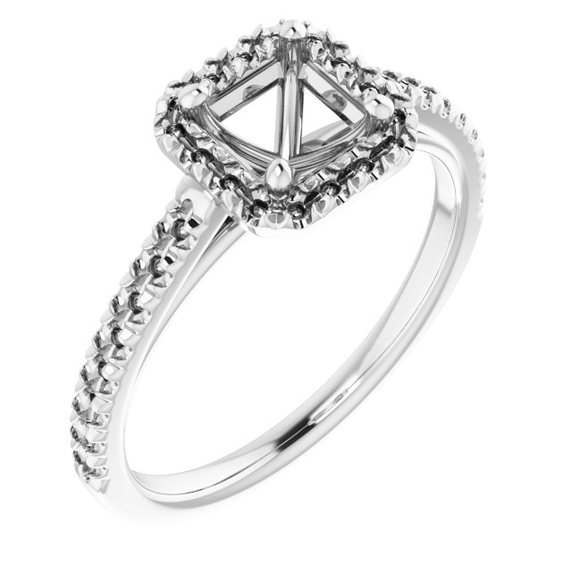 French-Set Halo-Style Engagement Ring