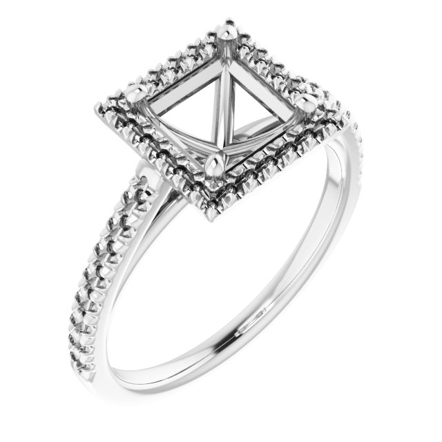 French-Set Halo-Style Engagement Ring
