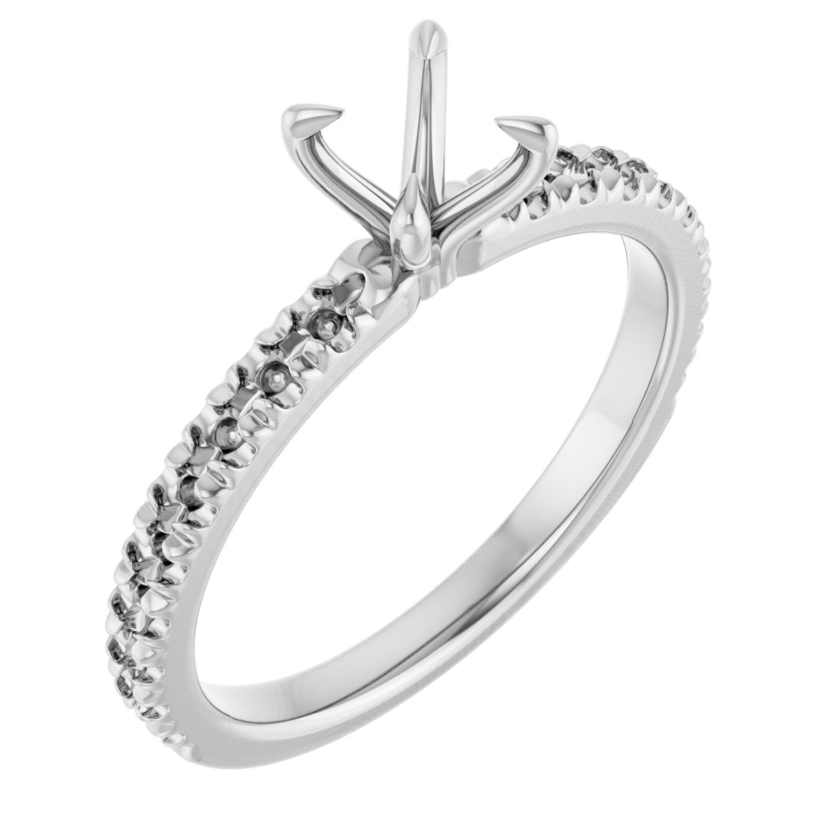 Claw-Prong French-Set Accented Engagement Ring