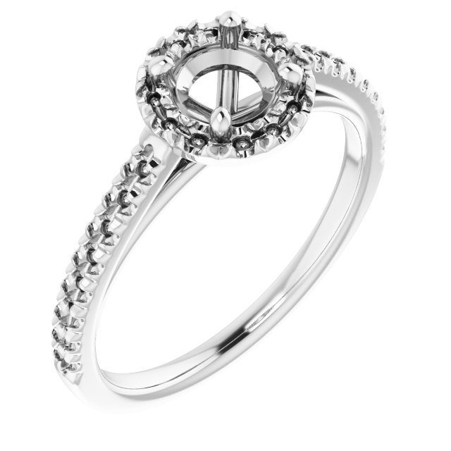 French-Set Halo-Style Engagement Ring
