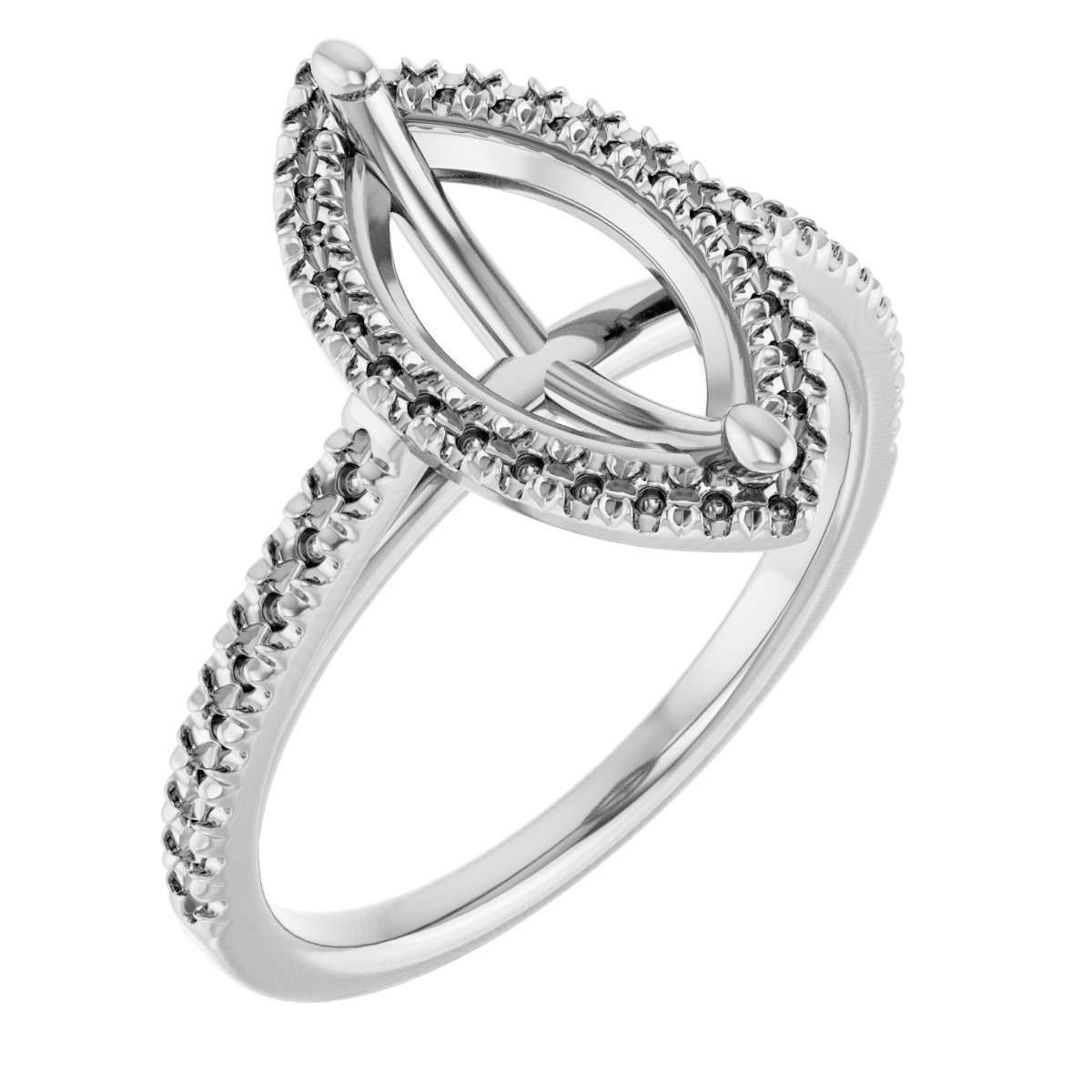 French-Set Halo-Style Engagement Ring