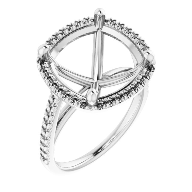 French-Set Halo-Style Engagement Ring