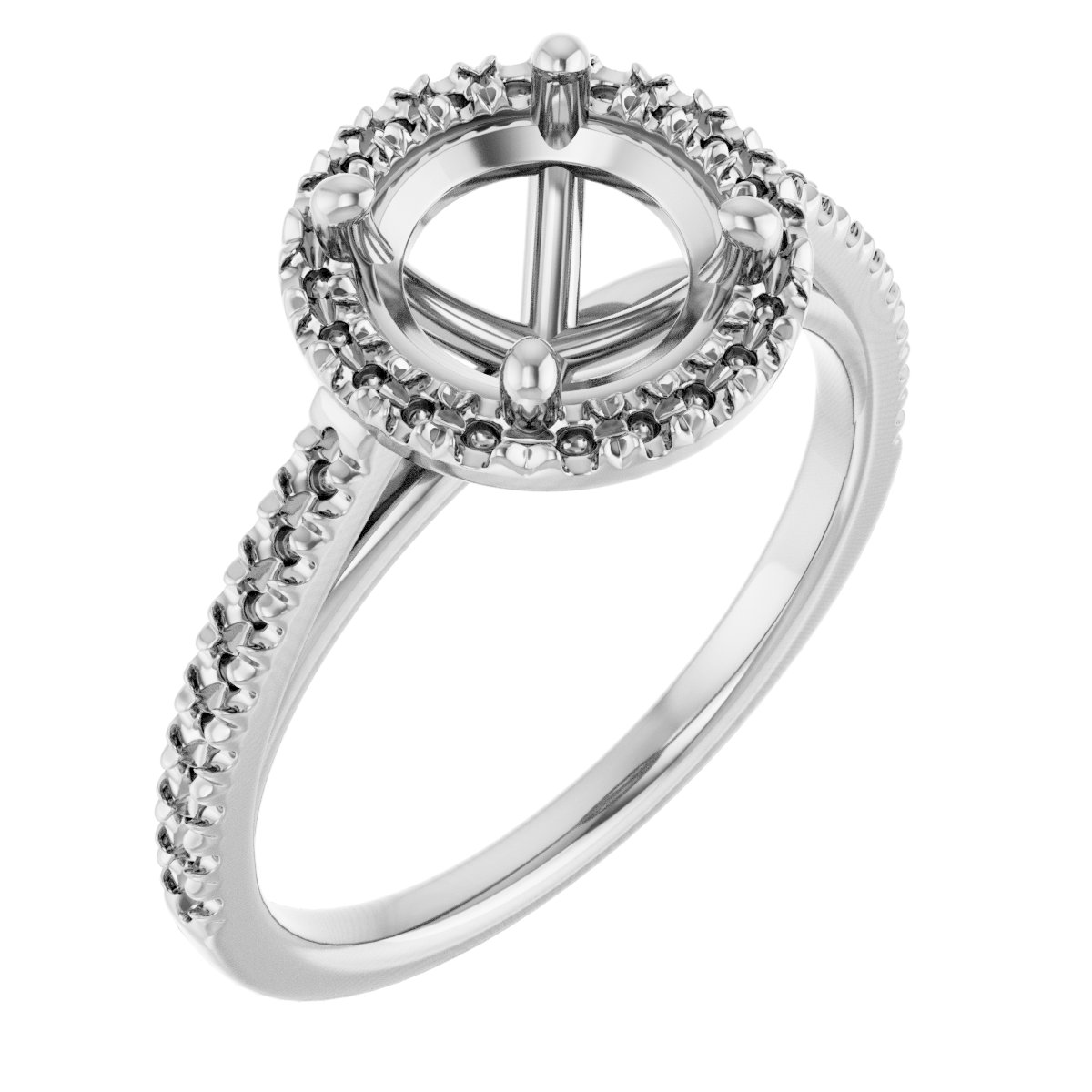 French-Set Halo-Style Engagement Ring
