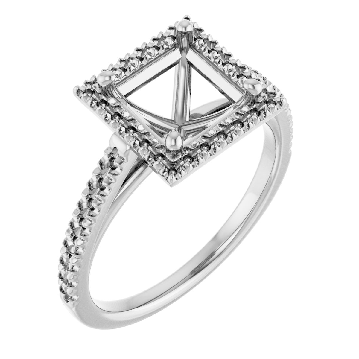 French-Set Halo-Style Engagement Ring