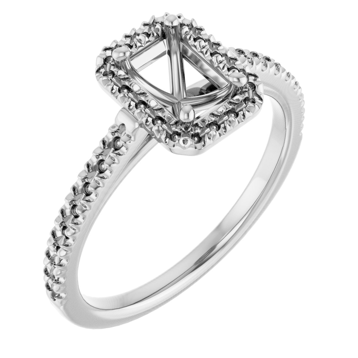 French-Set Halo-Style Engagement Ring