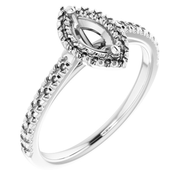 French-Set Halo-Style Engagement Ring