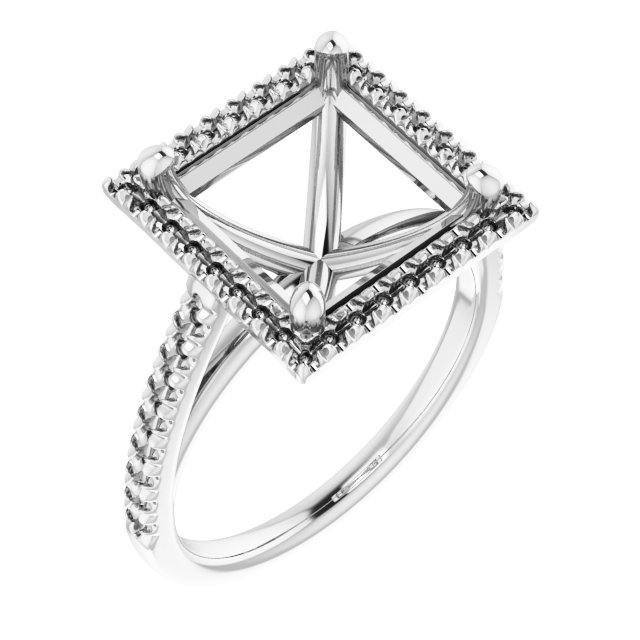French-Set Halo-Style Engagement Ring