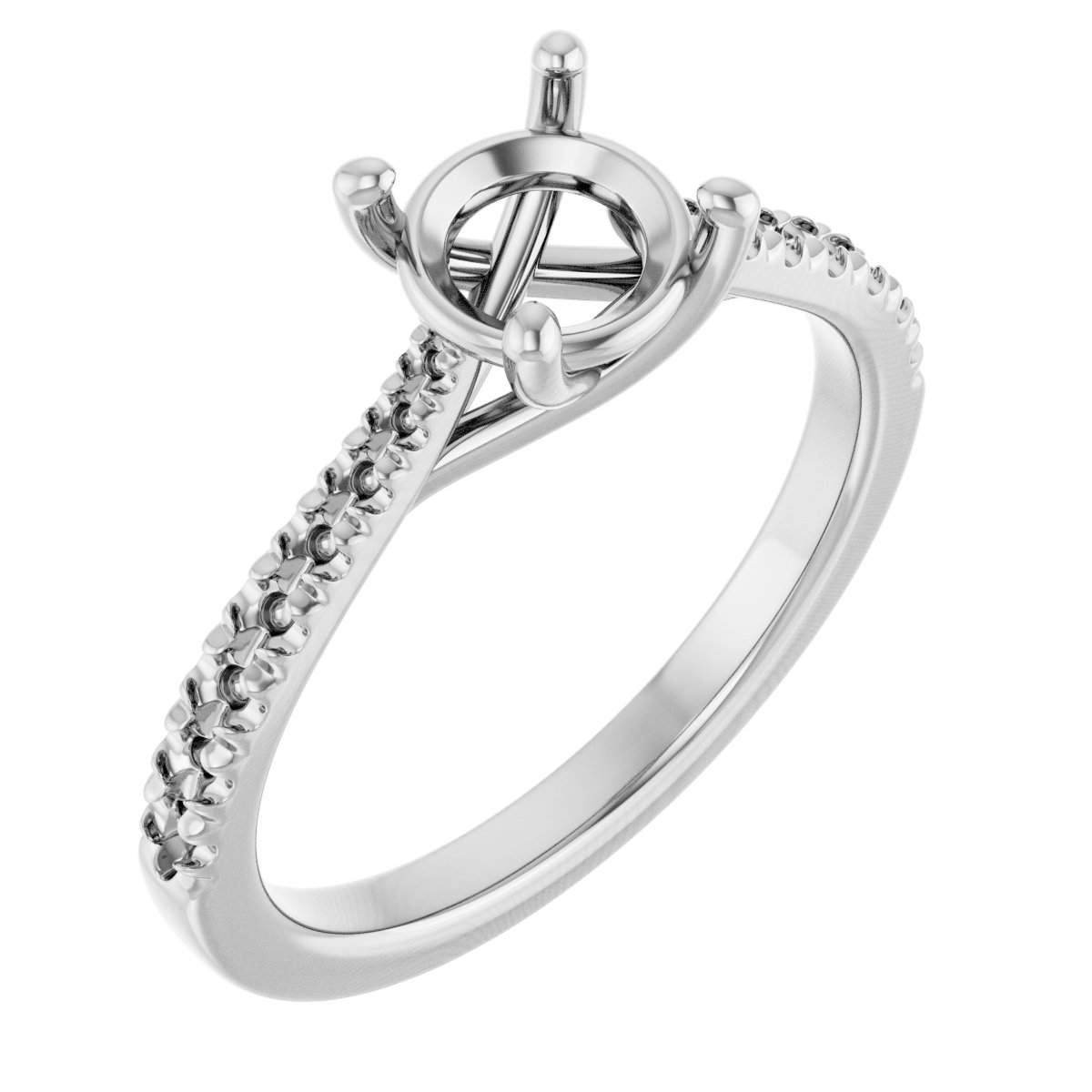 French-Set Accented Engagement Ring