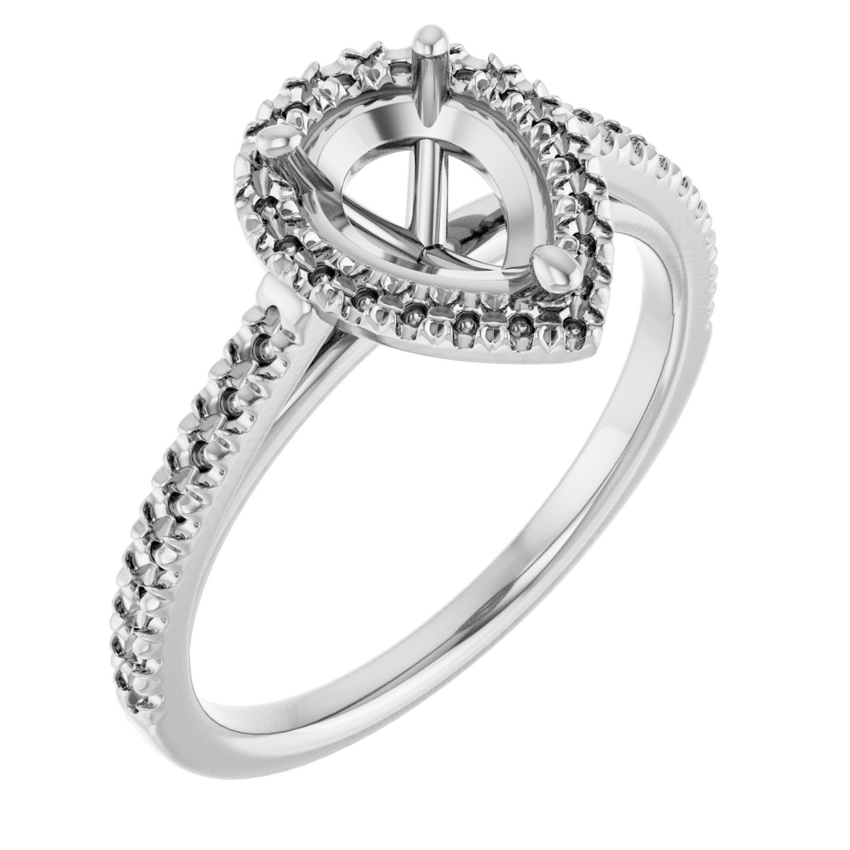 French-Set Halo-Style Engagement Ring