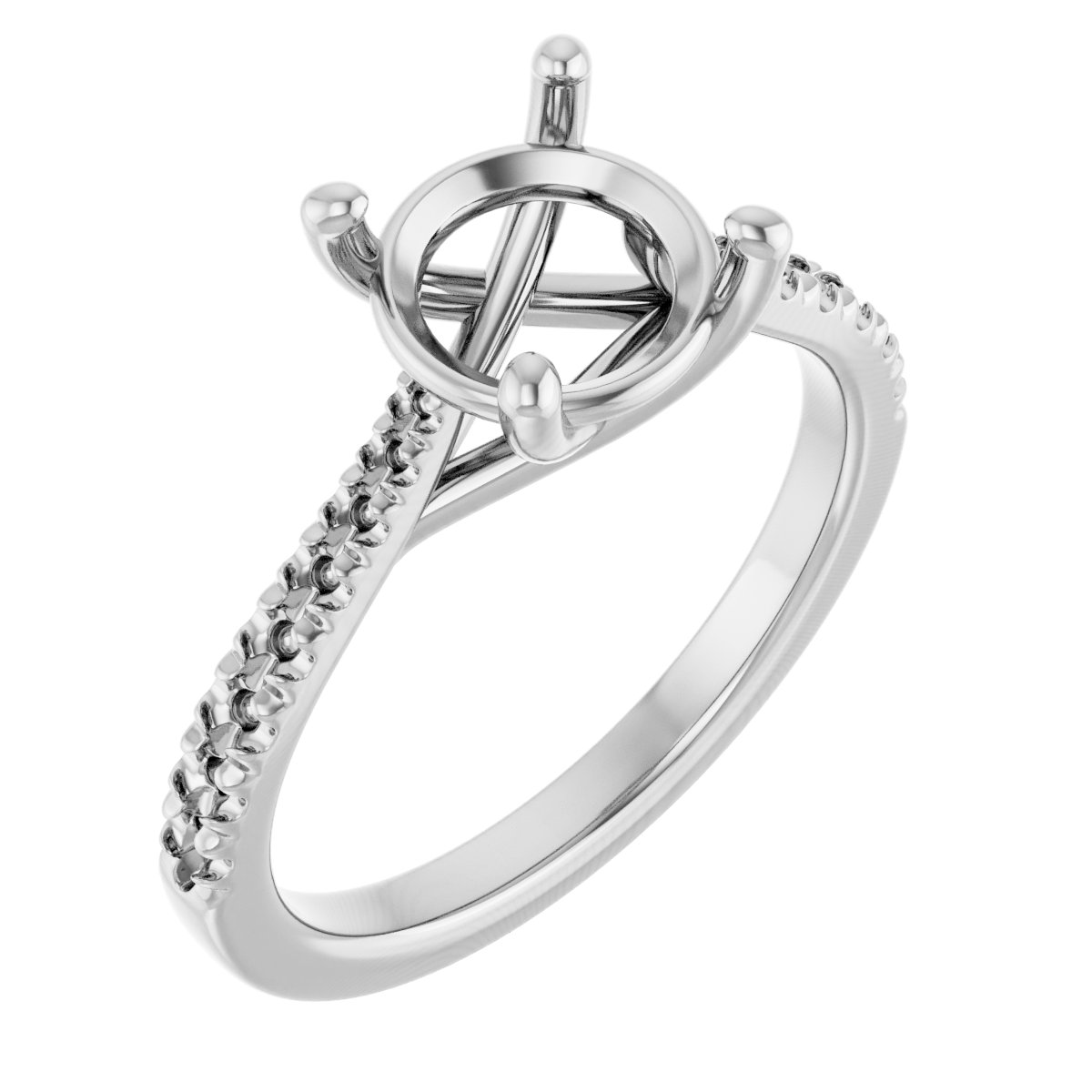 French-Set Accented Engagement Ring