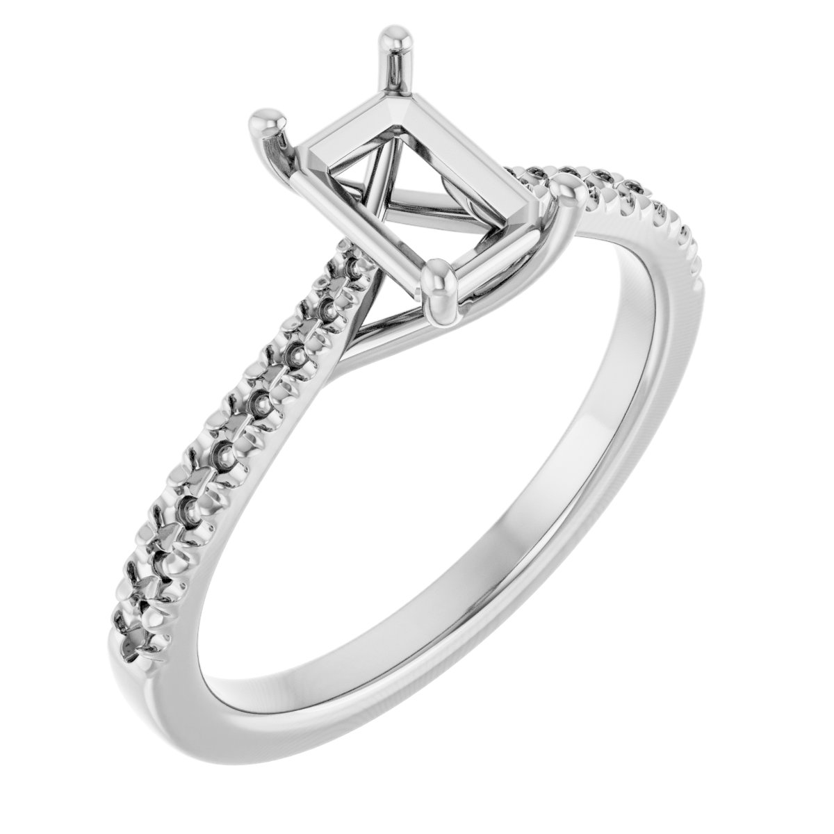 French-Set Accented Engagement Ring