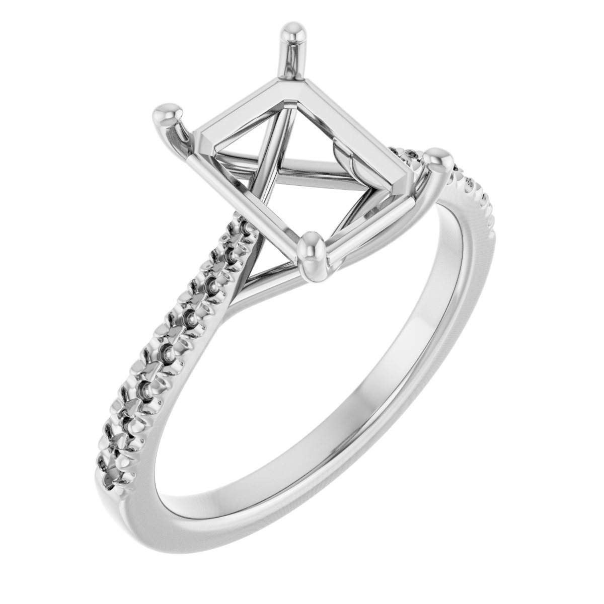 French-Set Accented Engagement Ring