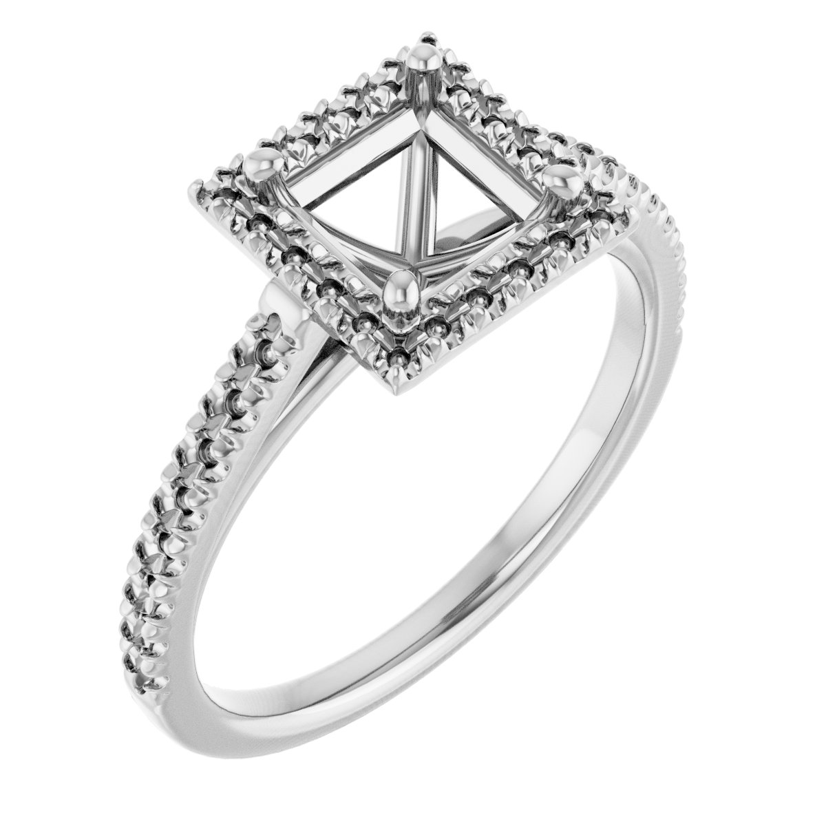 French-Set Halo-Style Engagement Ring